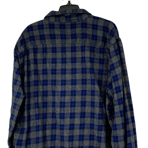 Mens Sonoma Plaid Flannel Shirt XL Cotton 2941 Blue Gray Button Up - Picture 4 of 5